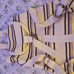 Striped White and Black Men's Backpack